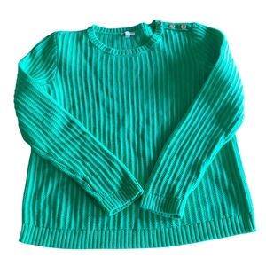 TALBOTS Vibrant Green Crew Neck Ribbed Sweater (L)